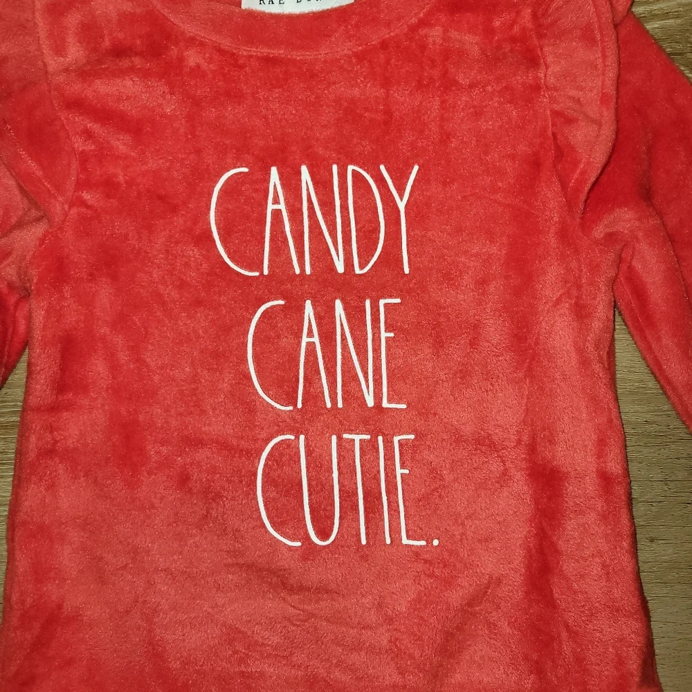 Rae Dunn Candy Cane Cutie Red Christmas Holiday Shirt Girls Size 6X NWOT